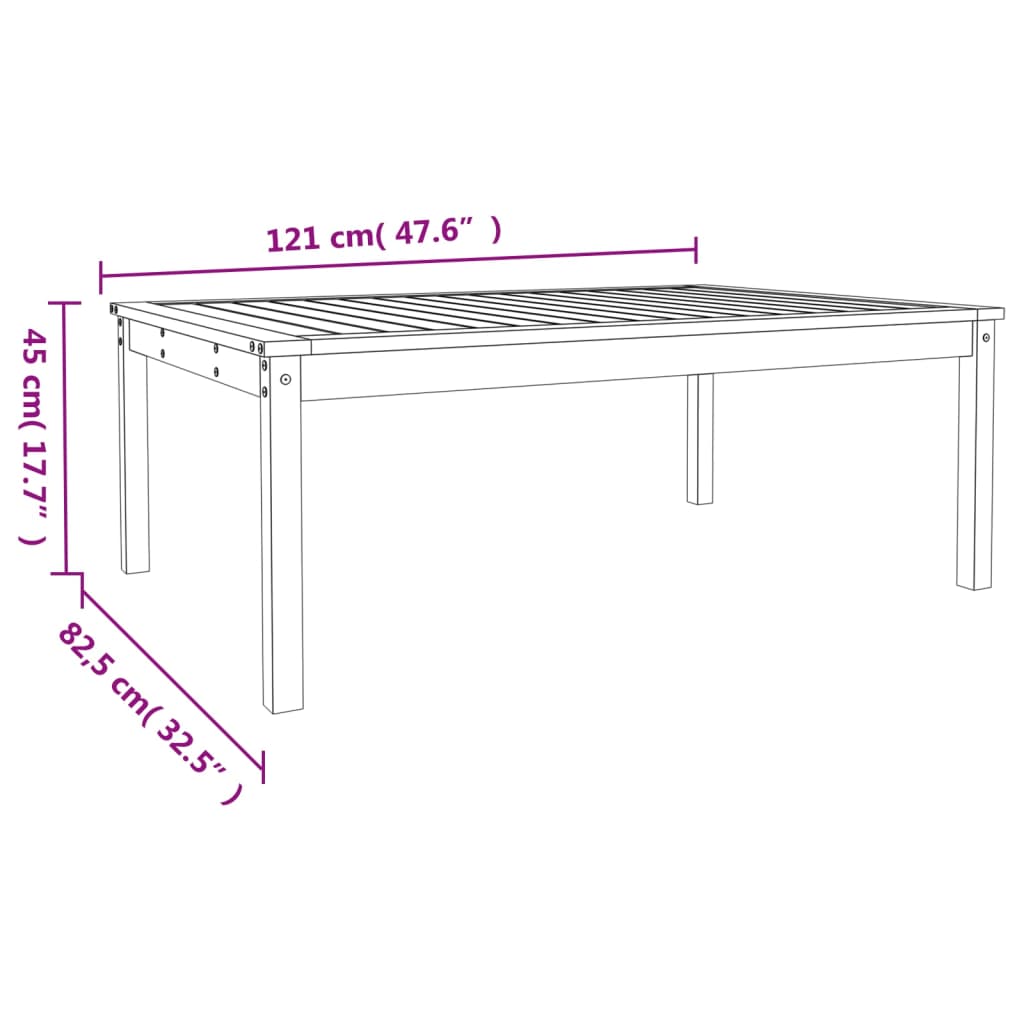 Garden Table 121x82.5x45 cm Solid Wood Pine