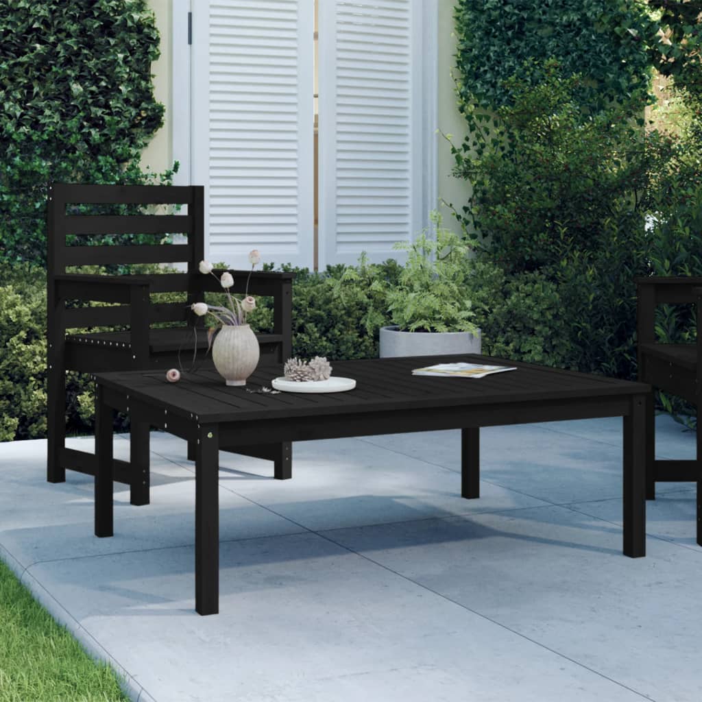 Garden Table Black 121x82.5x45 cm Solid Wood Pine