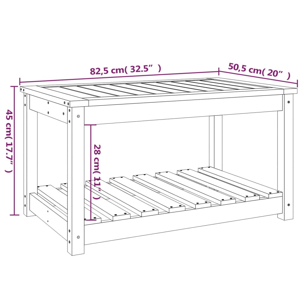 Garden Table 82.5x50.5x45 cm Solid Wood Pine