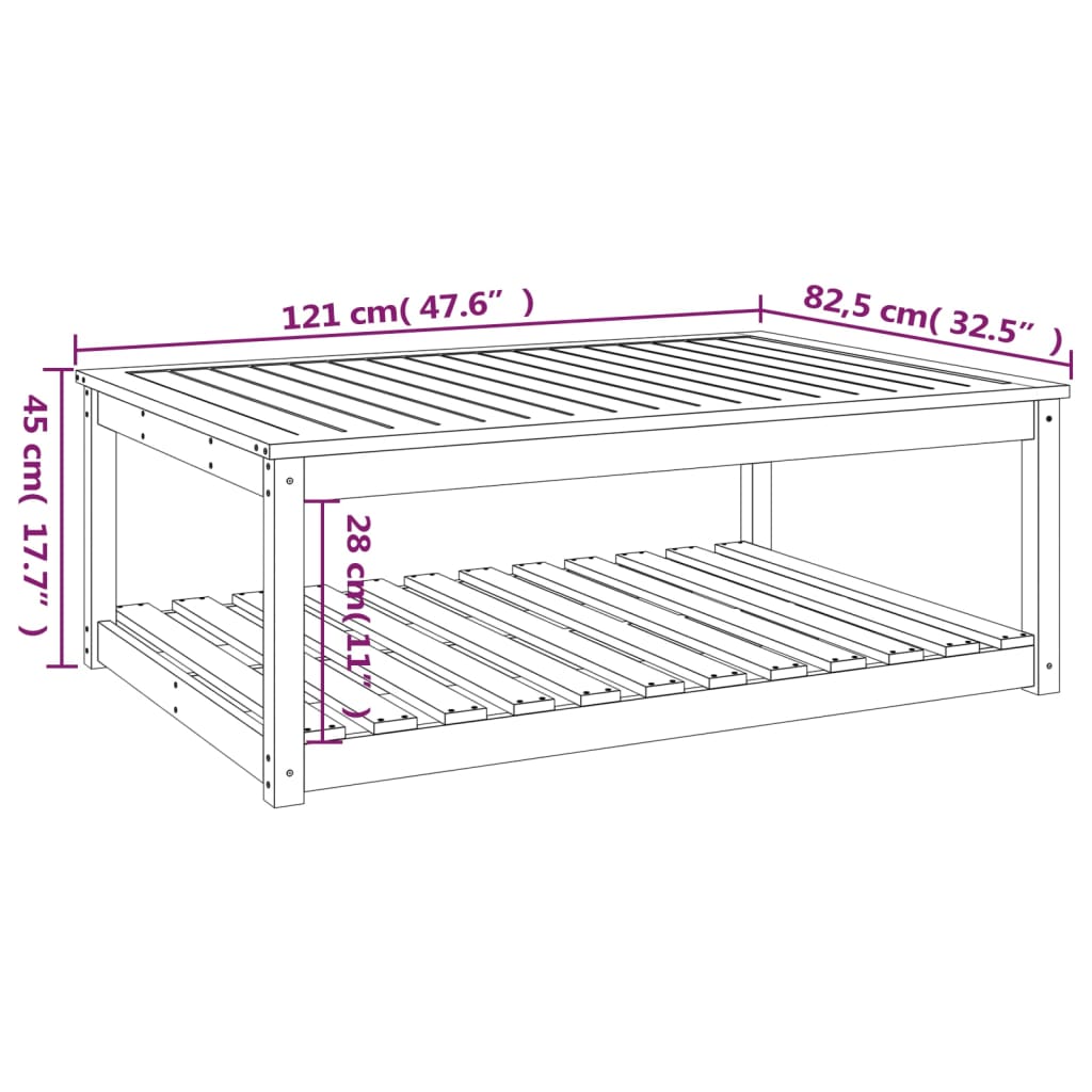 Garden Table 121x82.5x45 cm Solid Wood Pine