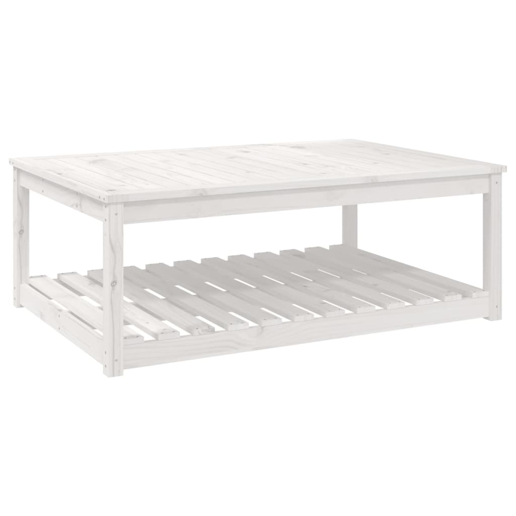 Garden Table White 121x82.5x45 cm Solid Wood Pine