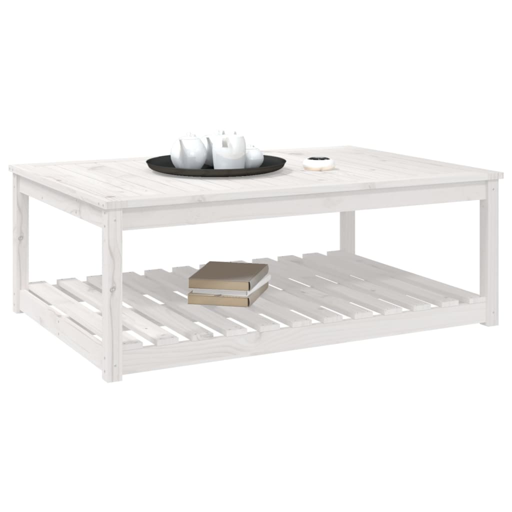 Garden Table White 121x82.5x45 cm Solid Wood Pine