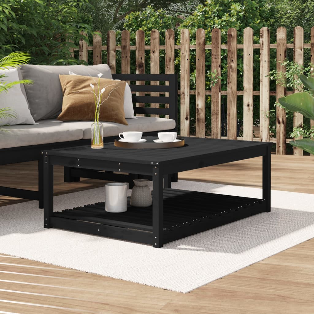 Garden Table Black 121x82.5x45 cm Solid Wood Pine