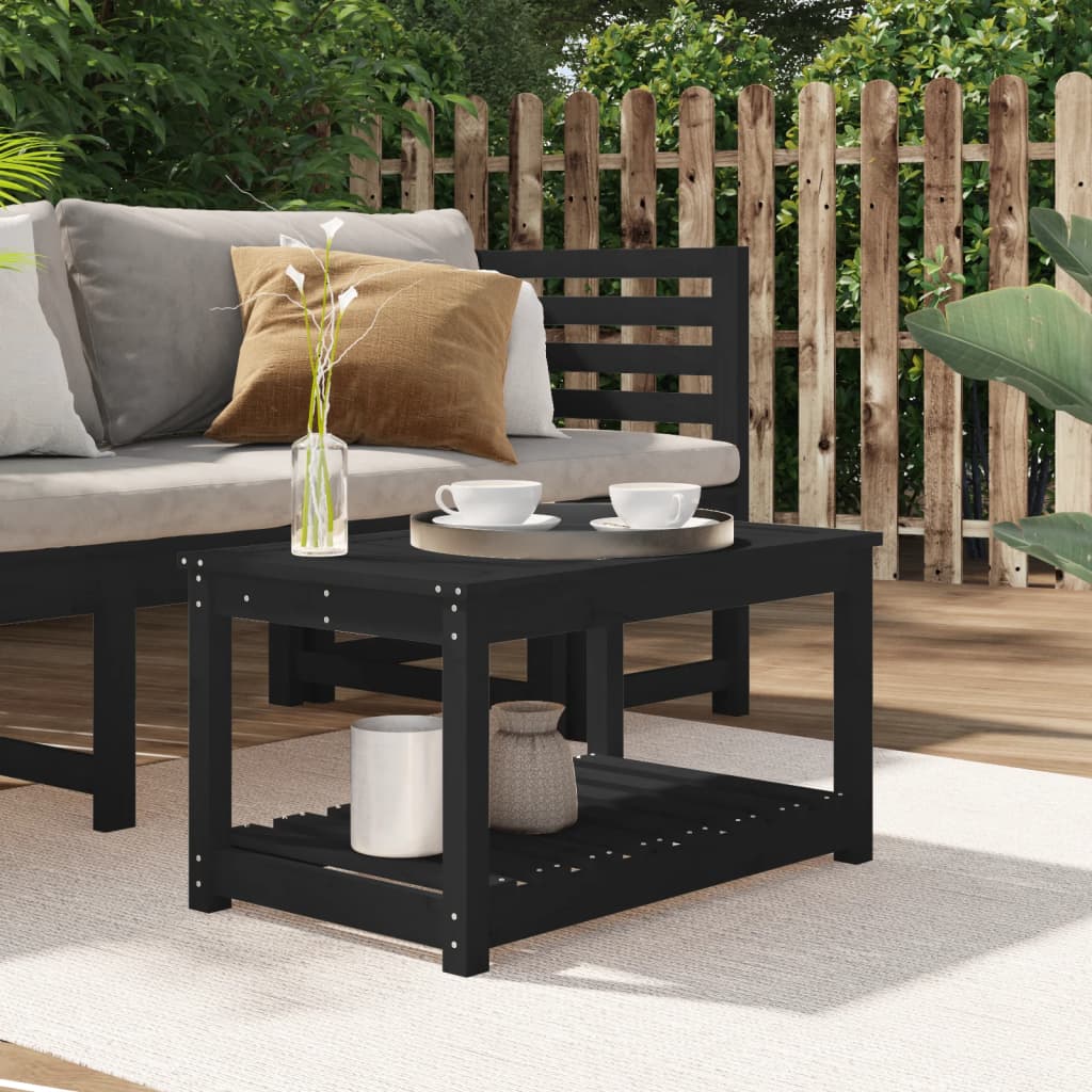 Garden Table Black 82.5x50.5x45 cm Solid Wood Pine