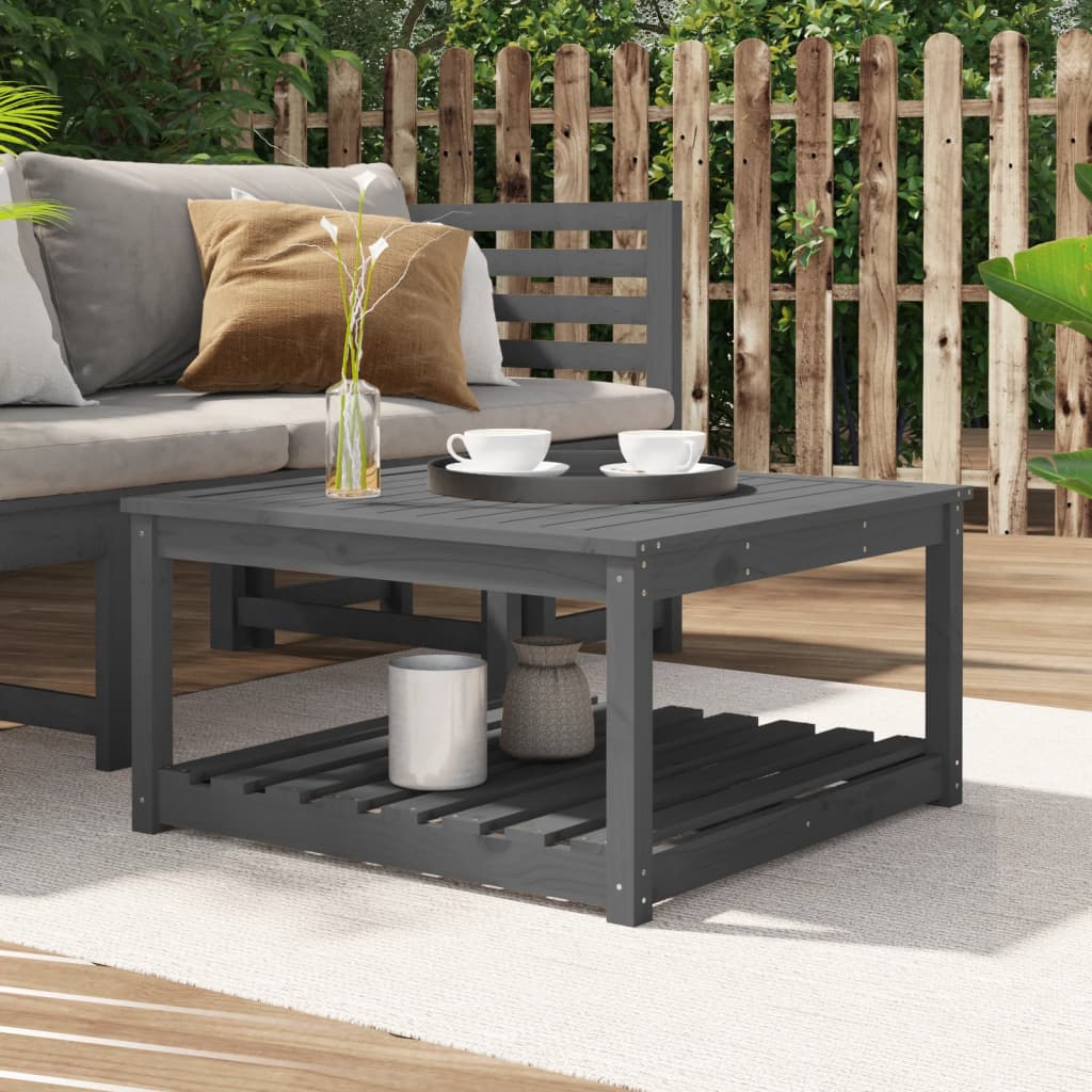 Garden Table Grey 82.5x82.5x45 cm Solid Wood Pine