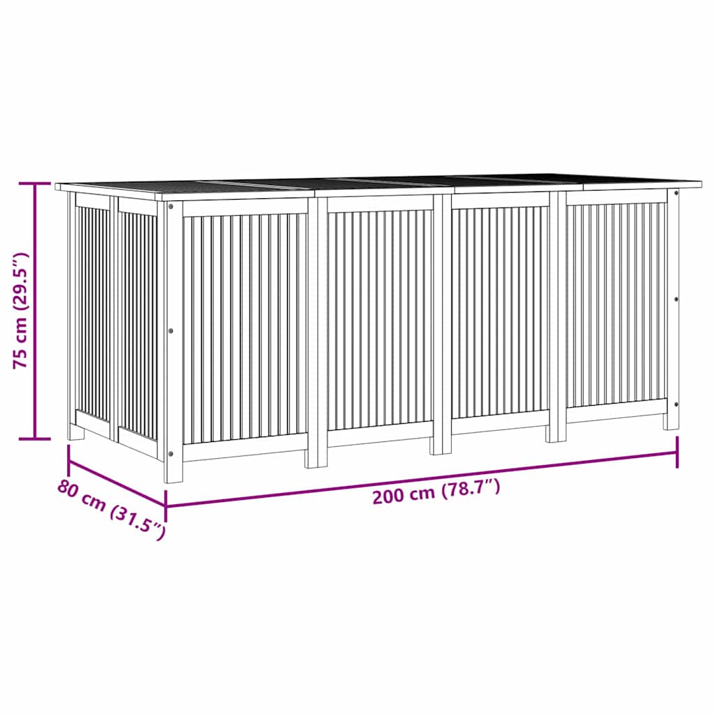 Garden Storage Box 200x80x75 cm Solid Wood Acacia