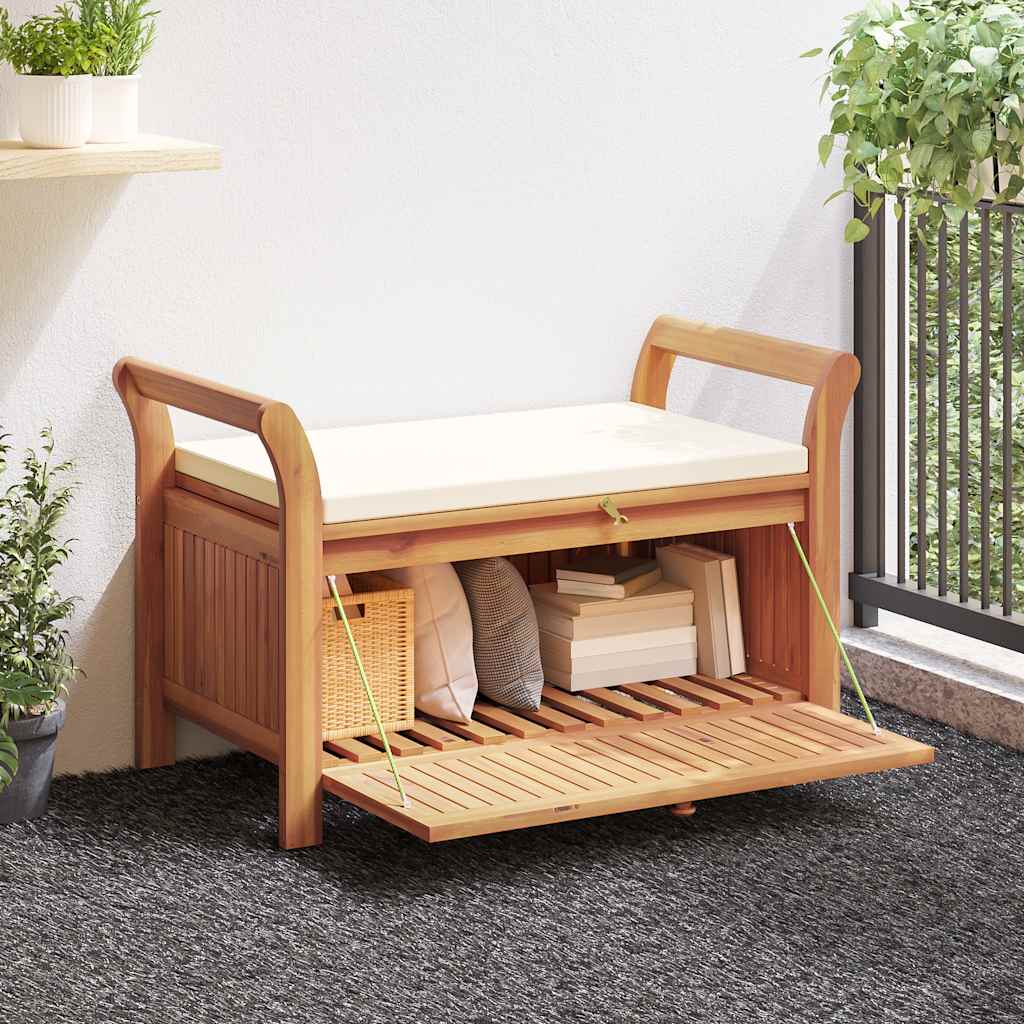 Garden Storage Bench with Cushion 126 cm Solid Wood Acacia