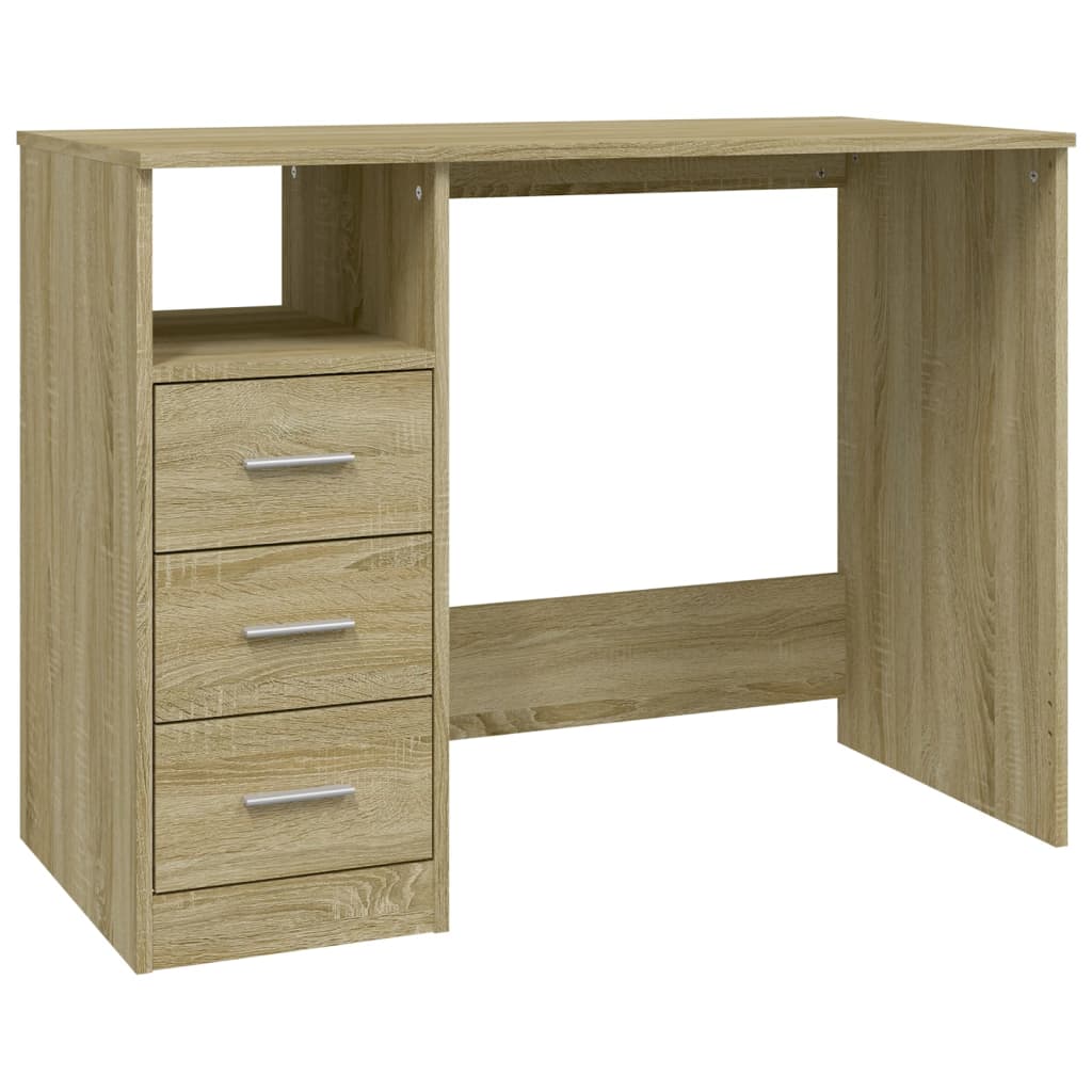 Desk with Drawers Sonoma Oak 102x50x76 cm Engineered Wood