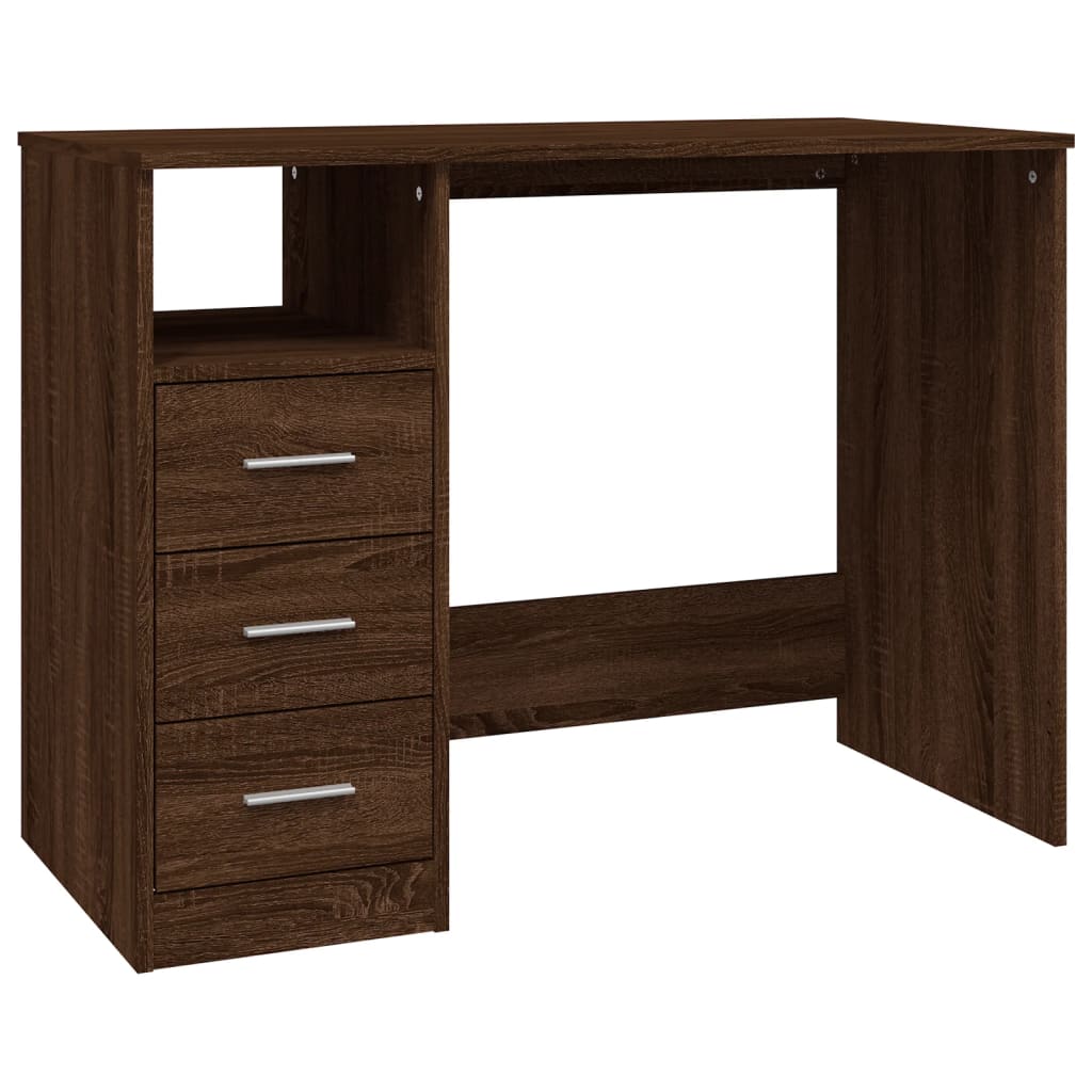 Desk with Drawers Brown Oak 102x50x76 cm Engineered Wood