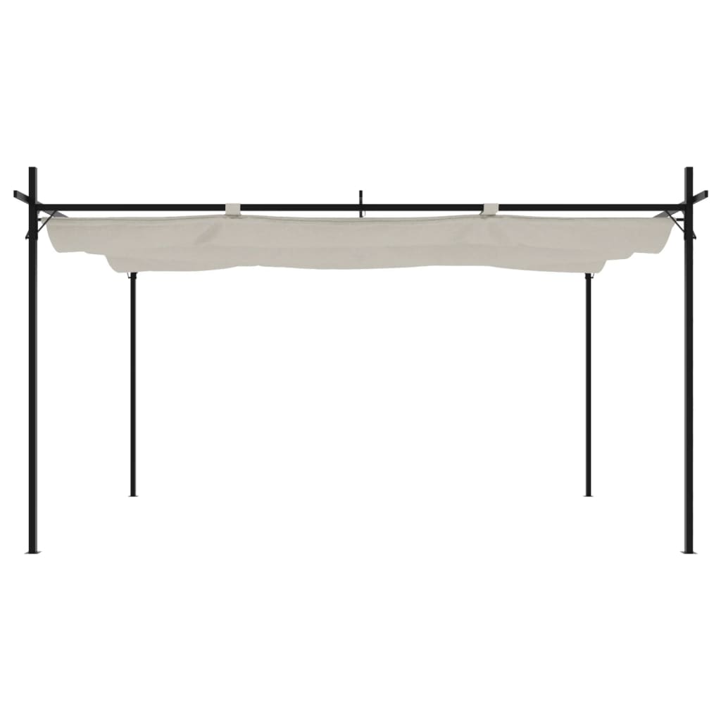 Pergola with Retractable Roof Cream 395x292x230 cm