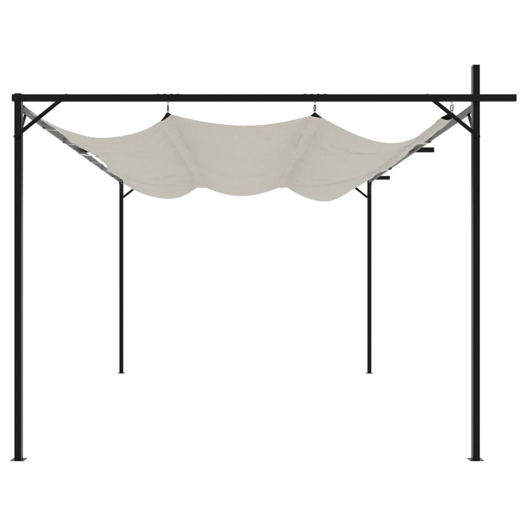 Pergola with Retractable Roof Cream 395x292x230 cm