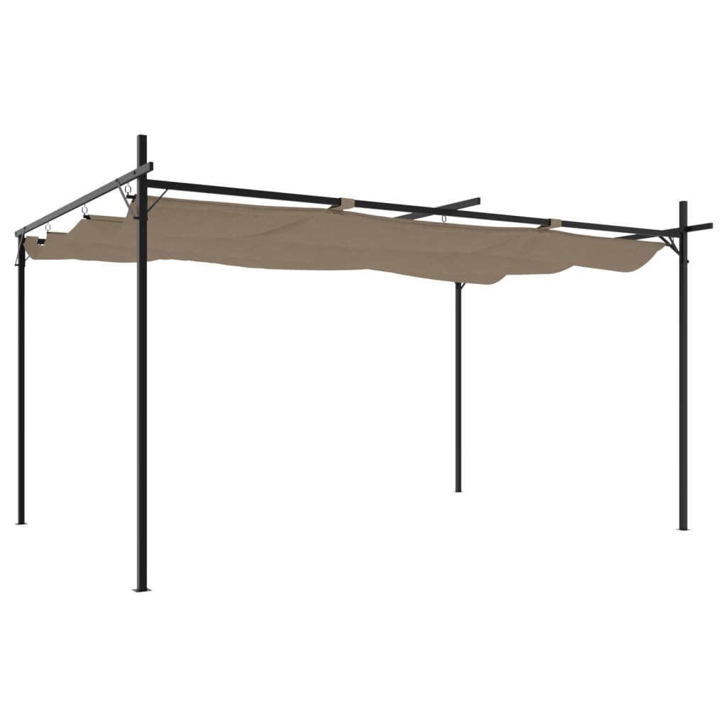 Pergola with Retractable Roof Taupe 395x292x230 cm