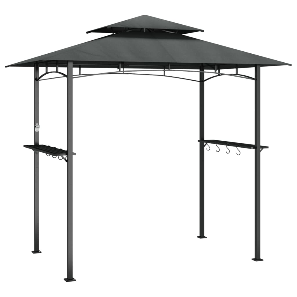 BBQ Gazebo with Side Shelves Anthracite 240x150x243 cm Steel