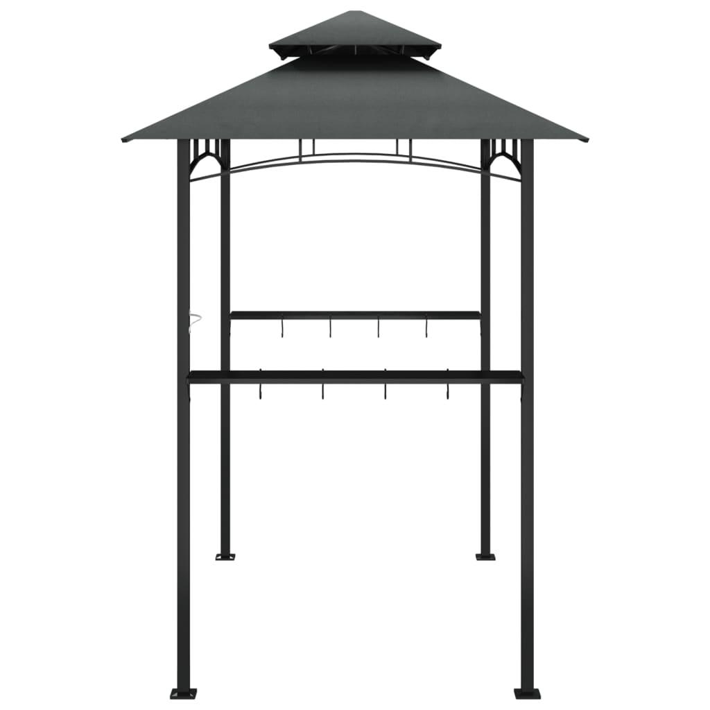BBQ Gazebo with Side Shelves Anthracite 240x150x243 cm Steel