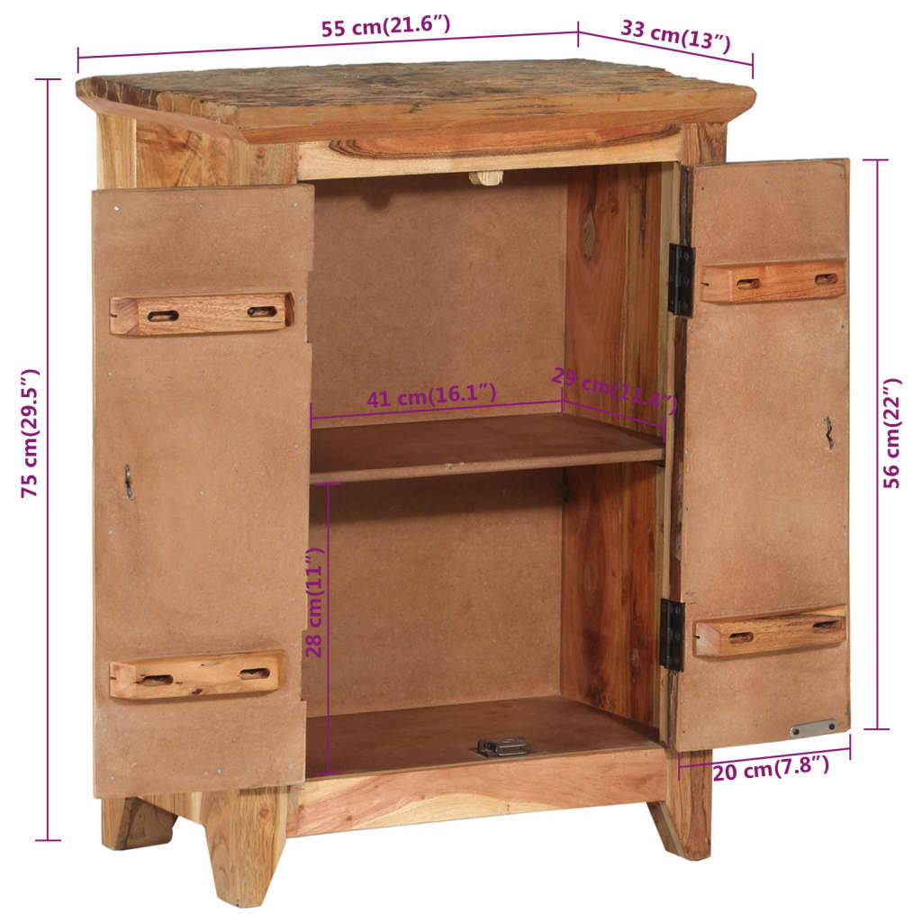 Sideboard 55x33x75 cm Solid Wood Acacia and Reclaimed