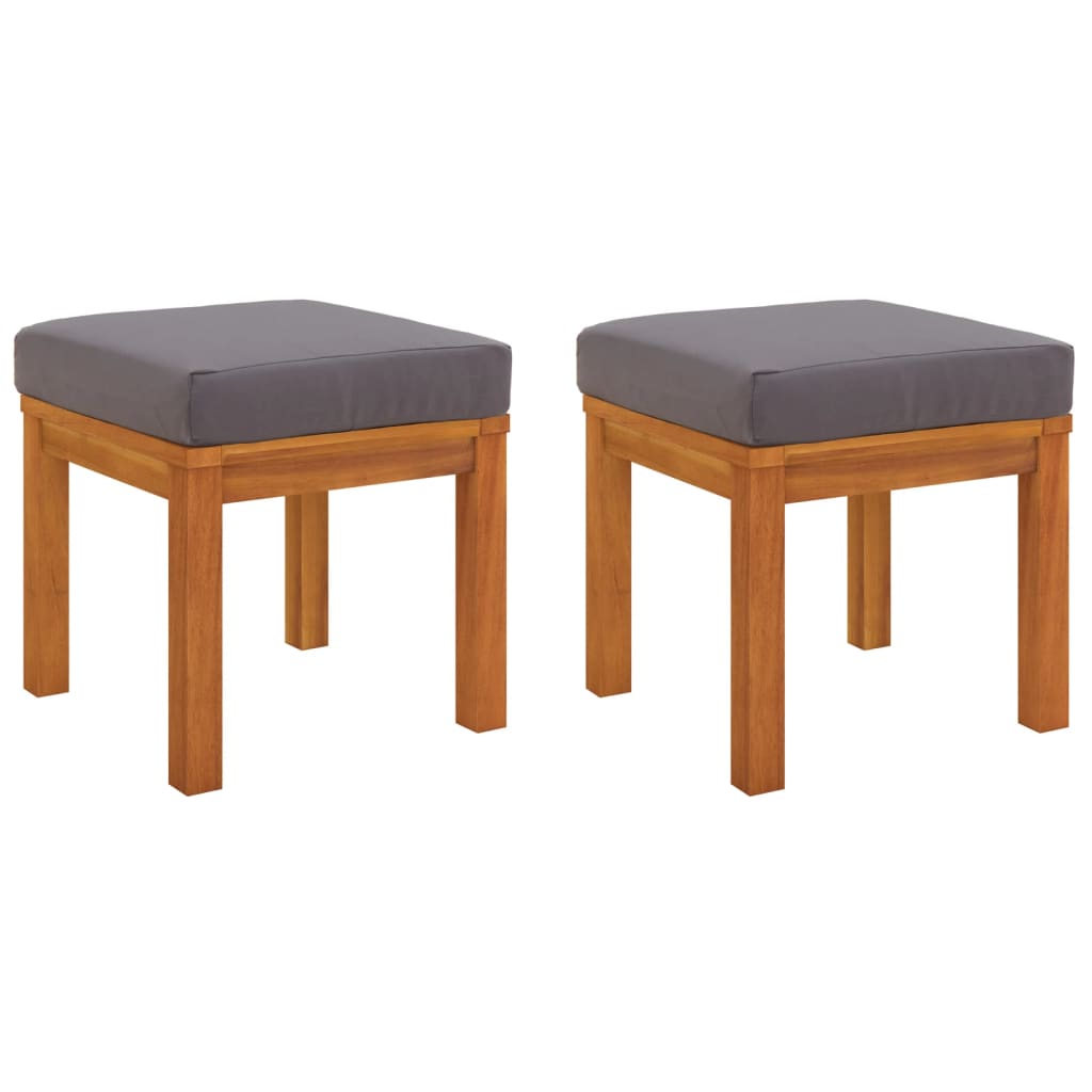 Garden Stools with Cushions 2 pcs 40x40x42 cm Solid Wood Acacia