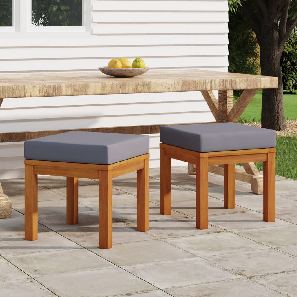 Garden Stools with Cushions 2 pcs 40x40x42 cm Solid Wood Acacia