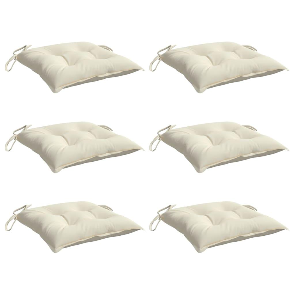 Chair Cushions 6 pcs Cream White 40x40x7 cm Oxford Fabric