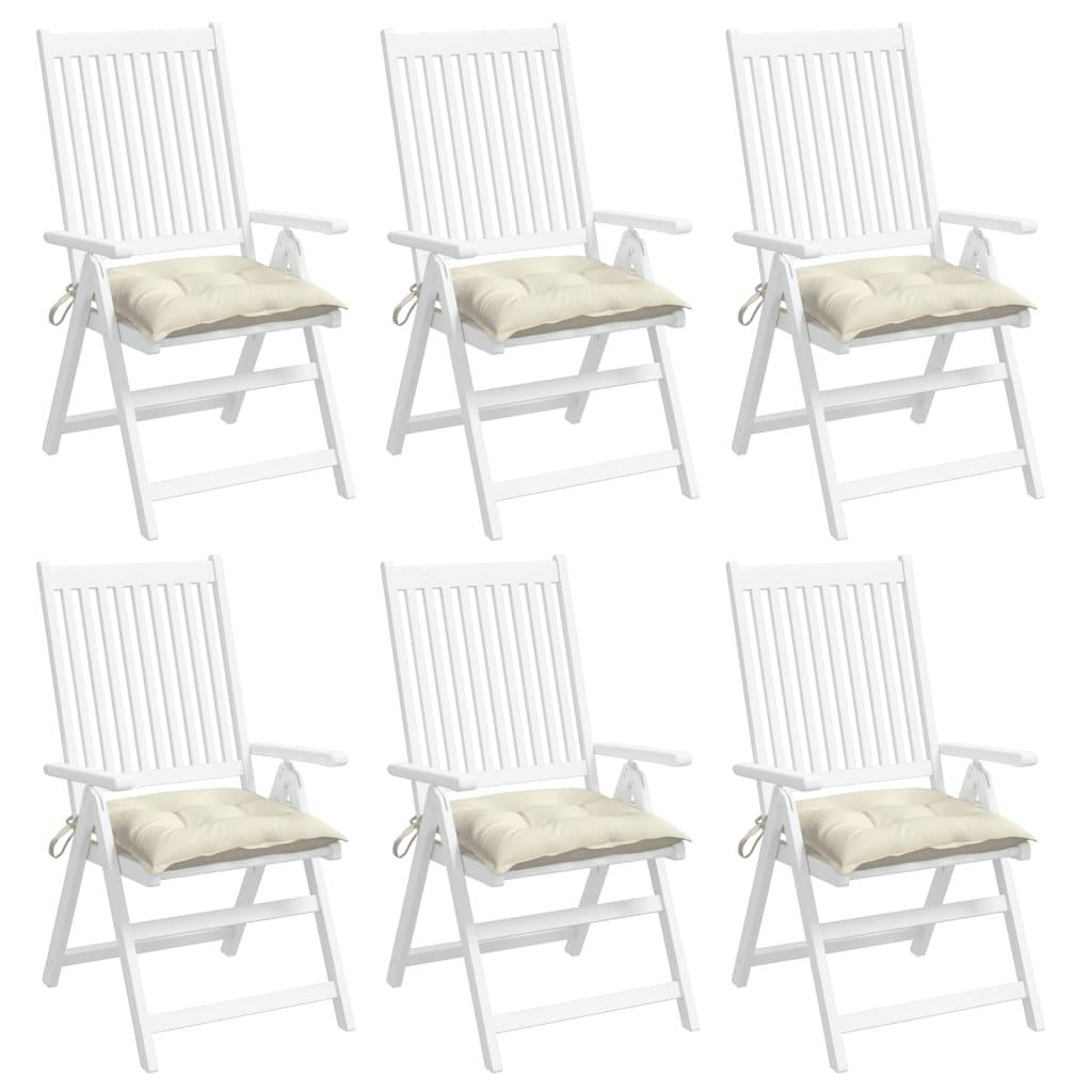 Chair Cushions 6 pcs Cream White 40x40x7 cm Oxford Fabric