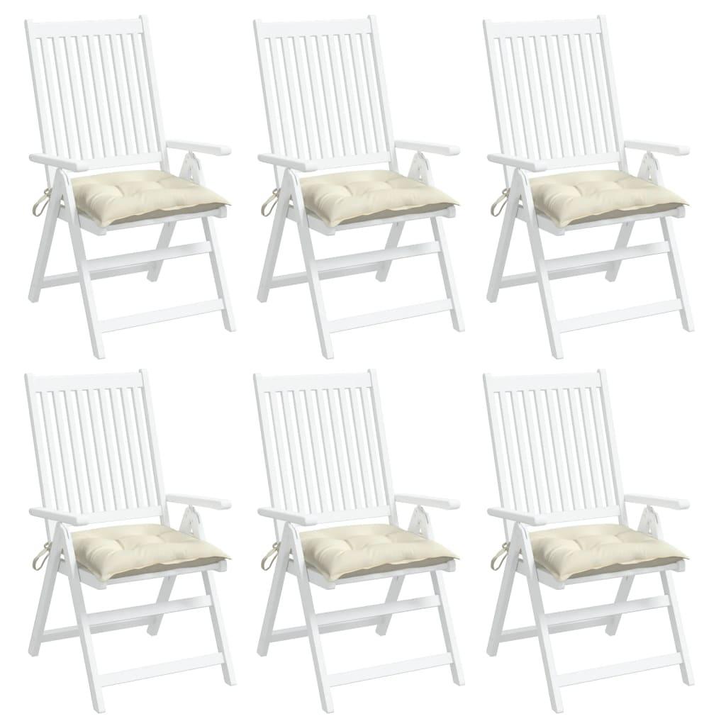 Chair Cushions 6 pcs Cream White 50x50x7 cm Oxford Fabric