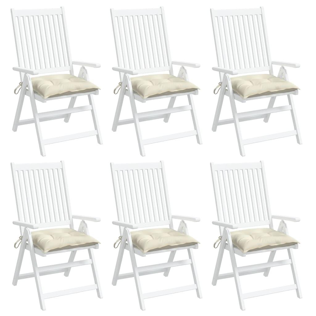 Chair Cushions 6 pcs Cream White 50x50x7 cm Oxford Fabric