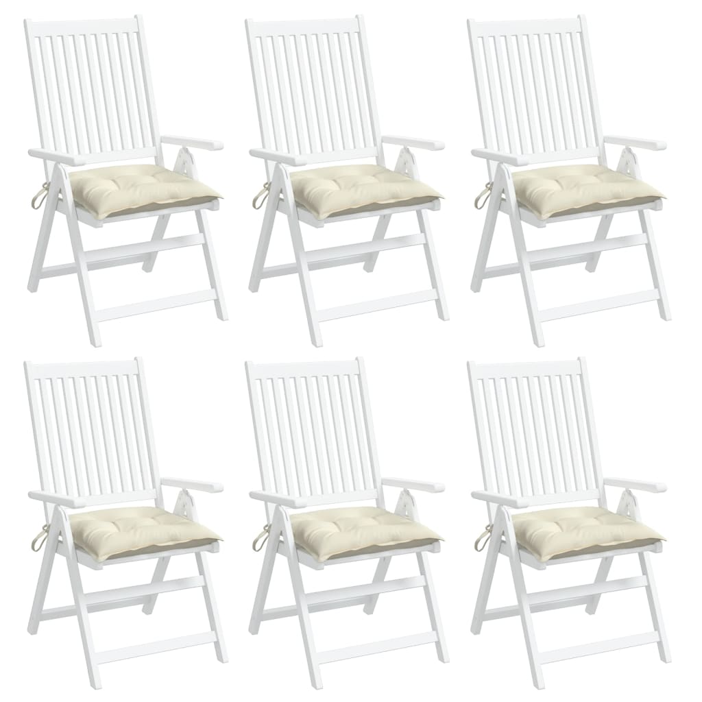 Chair Cushions 6 pcs Cream White 50x50x7 cm Oxford Fabric