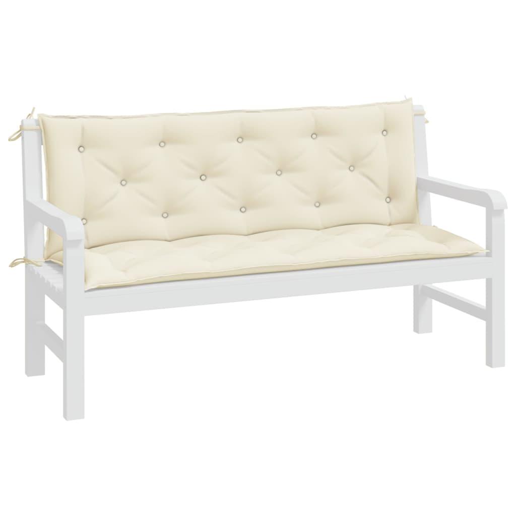 Garden Bench Cushions 2 pcs Cream White 150x50x7 cm Oxford Fabric