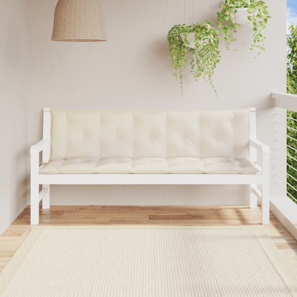 Garden Bench Cushions 2 pcs Cream White 180x50x7 cm Oxford Fabric