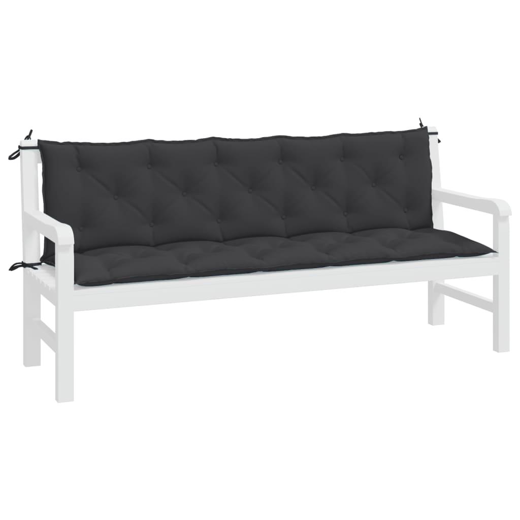 Garden Bench Cushions 2pcs Black 180x50x7cm Oxford Fabric