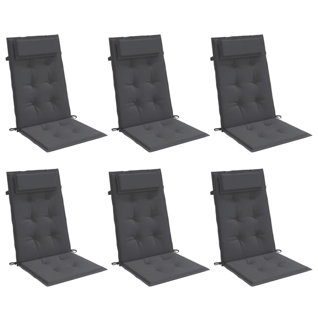 Highback Chair Cushions 6 pcs Anthracite Oxford Fabric