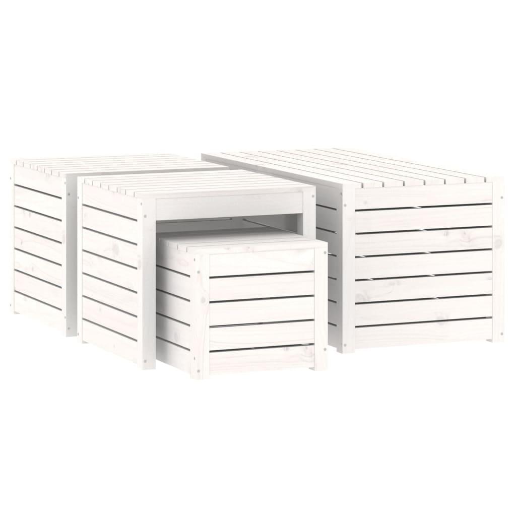 4 Piece Garden Box Set White Solid Wood Pine