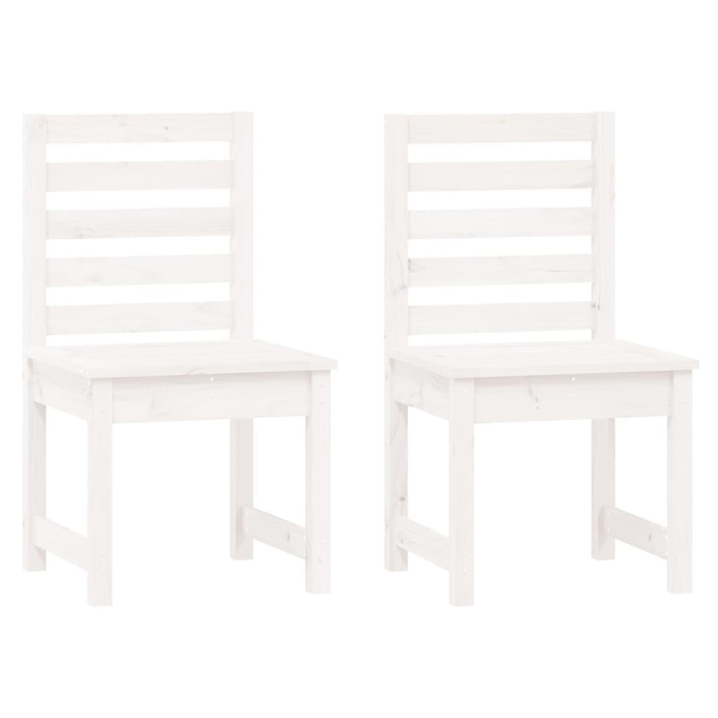 3 Piece Garden Bistro Set White Solid Wood Pine