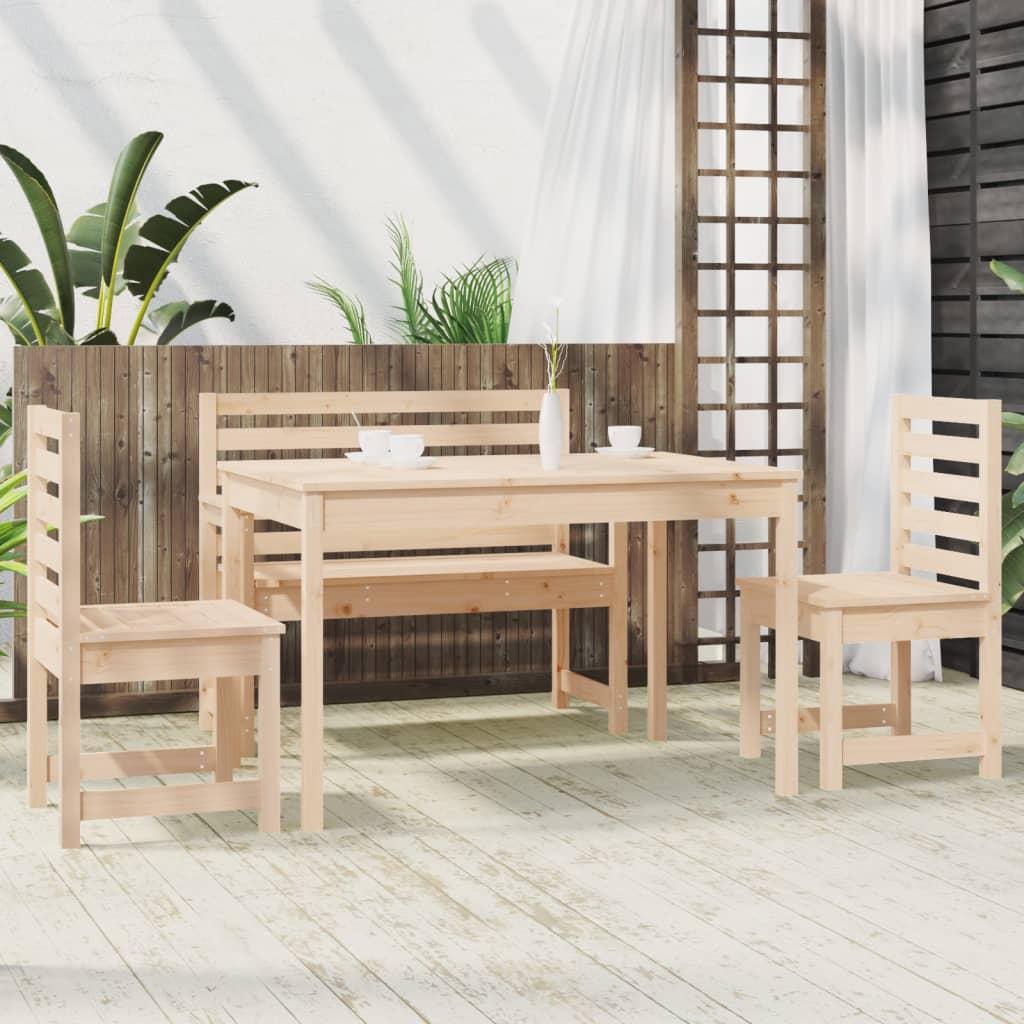 4 Piece Garden Dining Set Solid Wood Pine