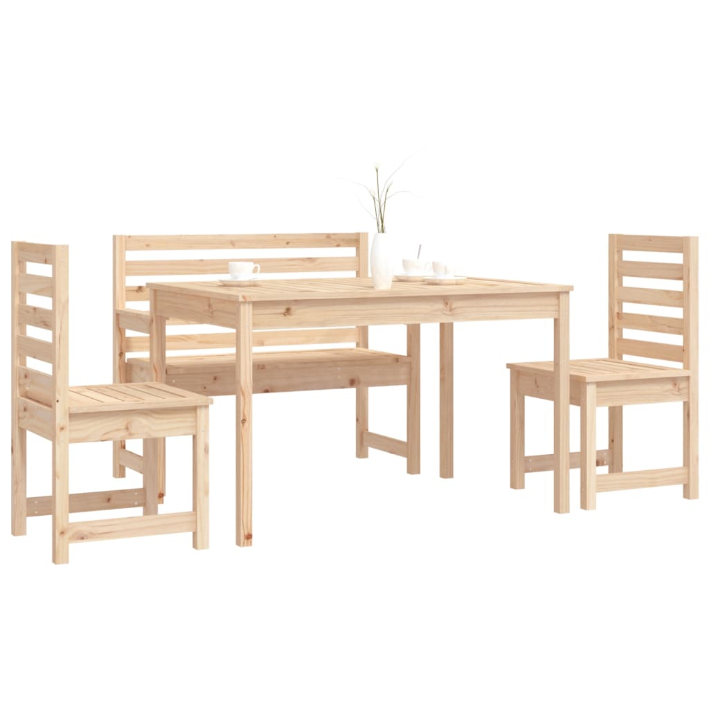 4 Piece Garden Dining Set Solid Wood Pine