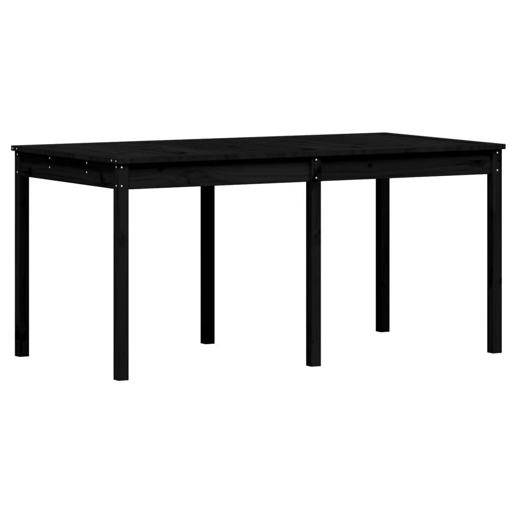 7 Piece Garden Dining Set Black Solid Wood Pine
