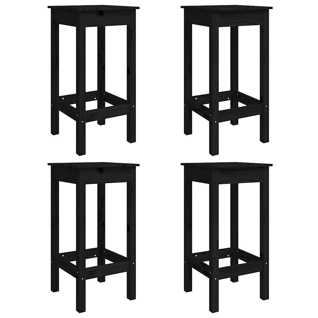5 Piece Garden Bar Set Black Solid Wood Pine
