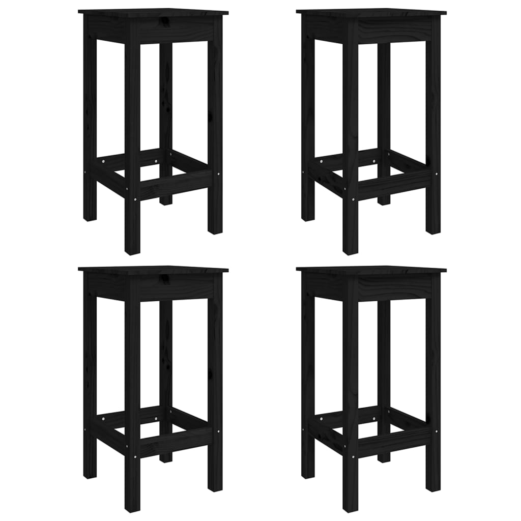 5 Piece Garden Bar Set Black Solid Wood Pine