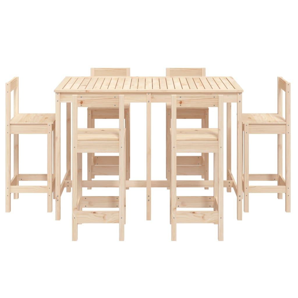 7 Piece Garden Bar Set Solid Wood Pine