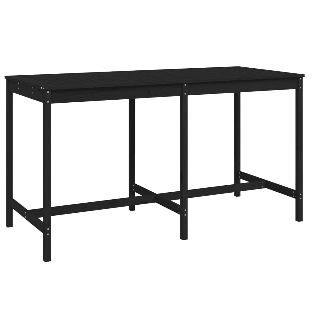 9 Piece Garden Bar Set Black Solid Wood Pine