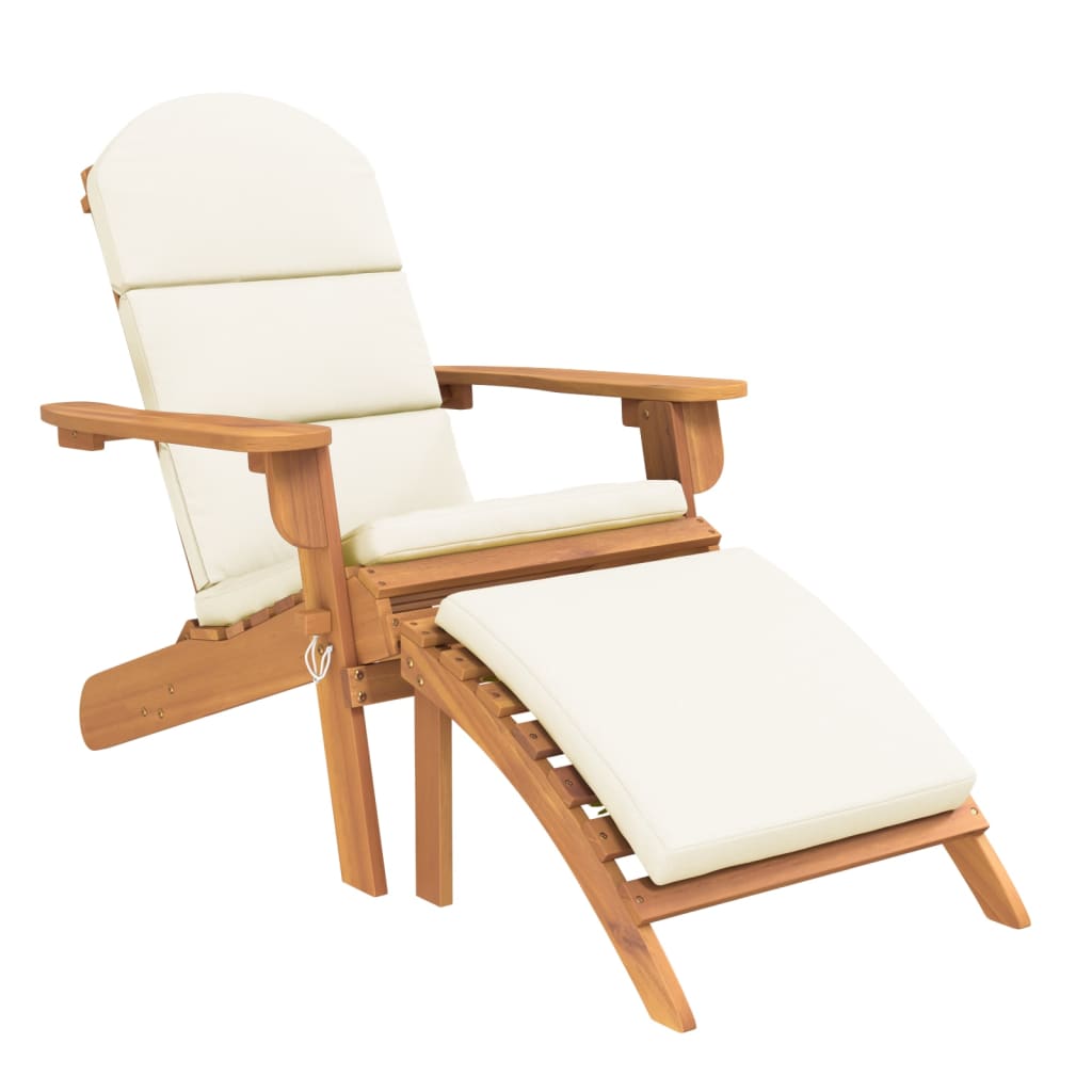 Adirondack Garden Chair with Footrest Solid Wood Acacia