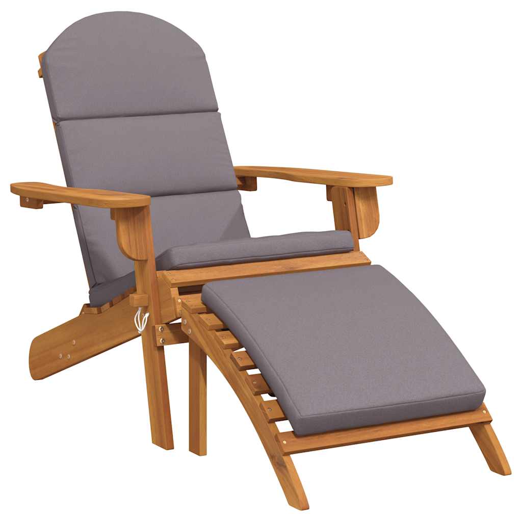Adirondack Garden Chair with Footrest Solid Wood Acacia