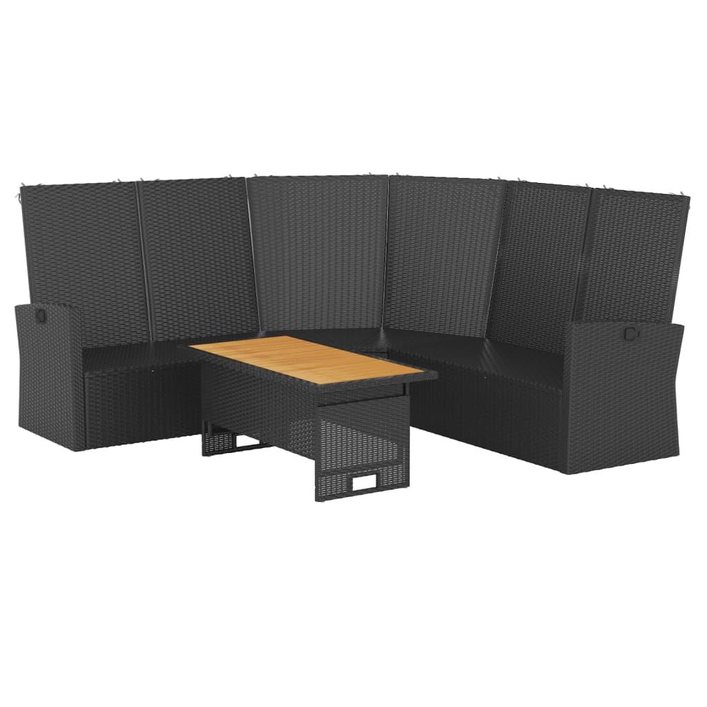 2 Piece Garden Lounge Set with Cushions Black Poly Rattan