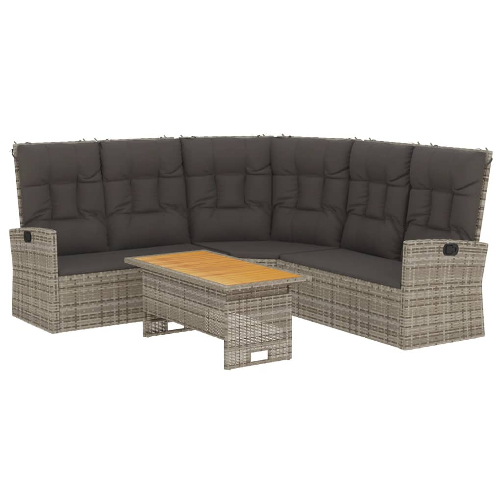 2 Piece Garden Lounge Set with Cushions Grey Poly Rattan