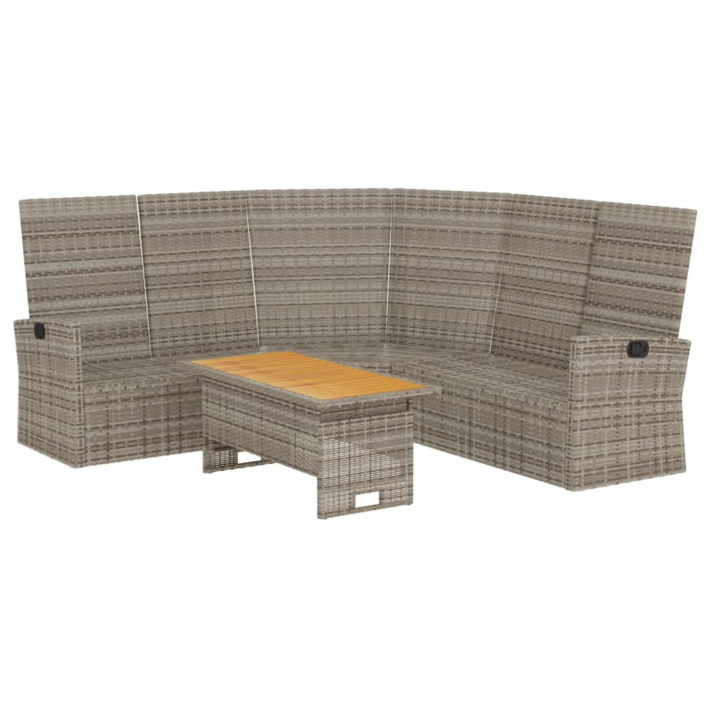 2 Piece Garden Lounge Set with Cushions Grey Poly Rattan