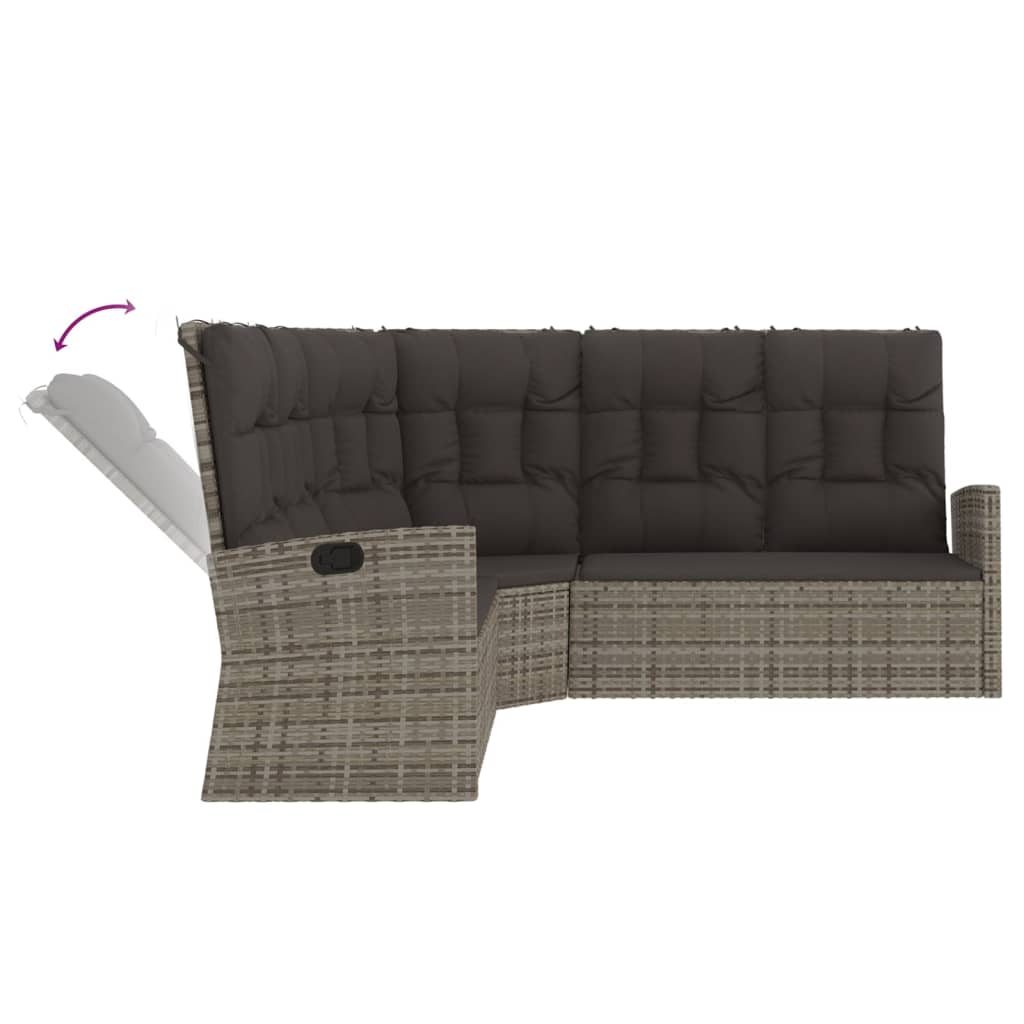 2 Piece Garden Lounge Set with Cushions Grey Poly Rattan