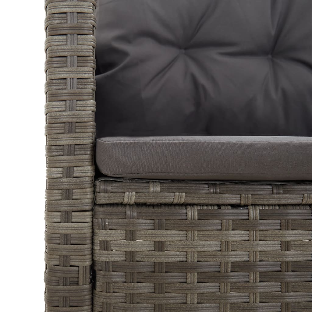 2 Piece Garden Lounge Set with Cushions Grey Poly Rattan