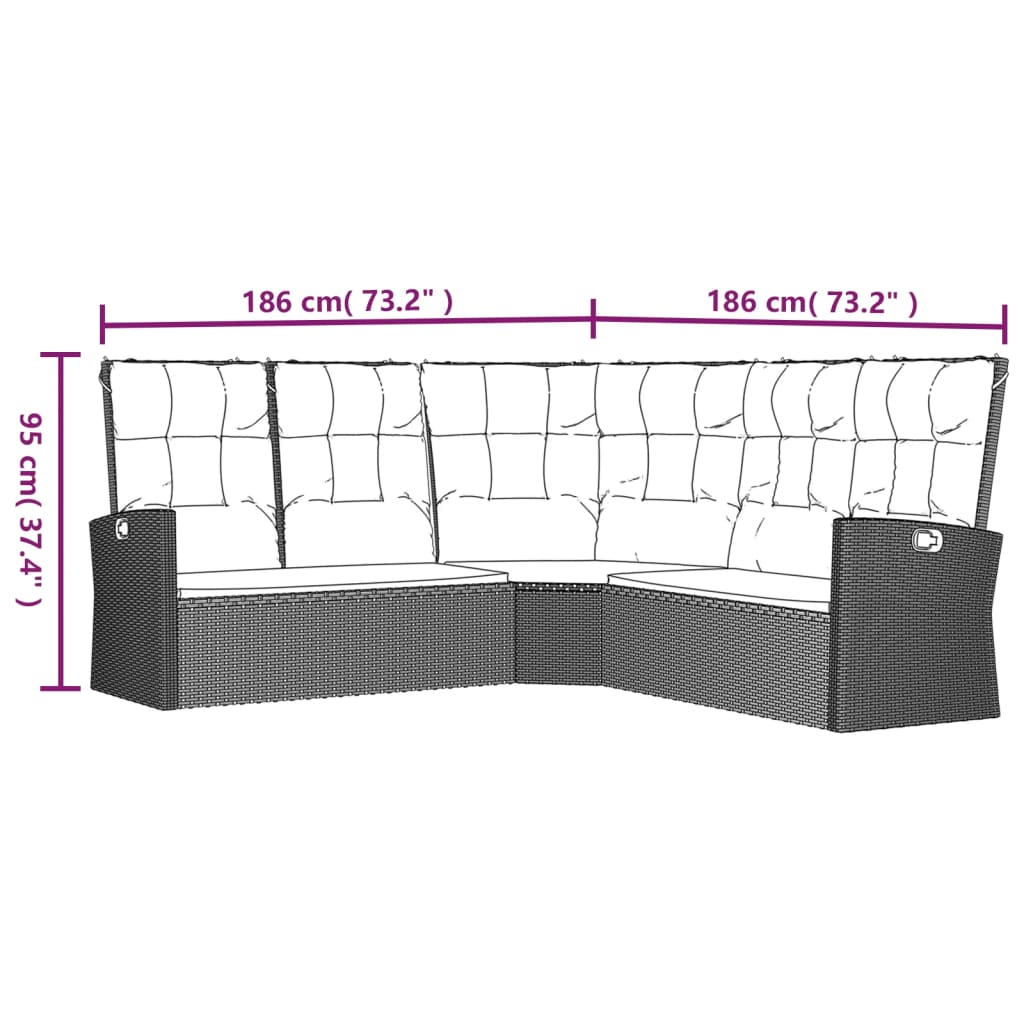 2 Piece Garden Lounge Set with Cushions Grey Poly Rattan