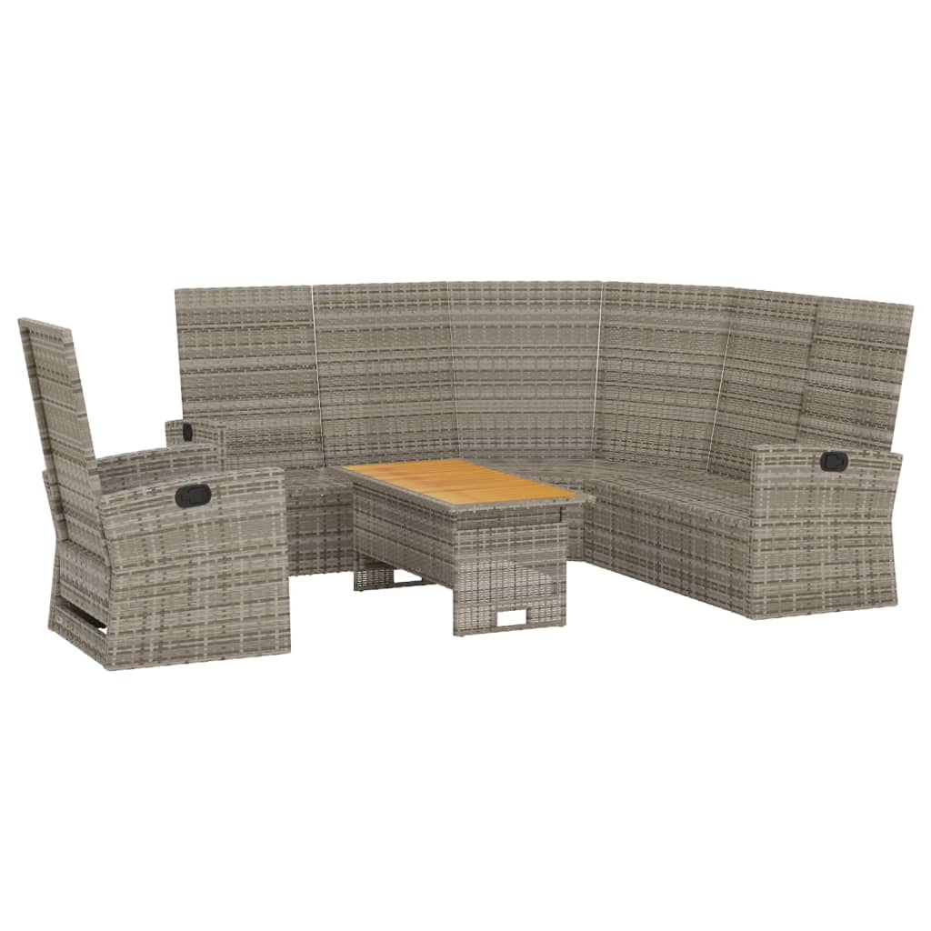 3 Piece Garden Lounge Set with Cushions Grey Poly Rattan