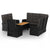 4 Piece Garden Lounge Set with Cushions Black Poly Rattan