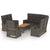 4 Piece Garden Lounge Set with Cushions Grey Poly Rattan